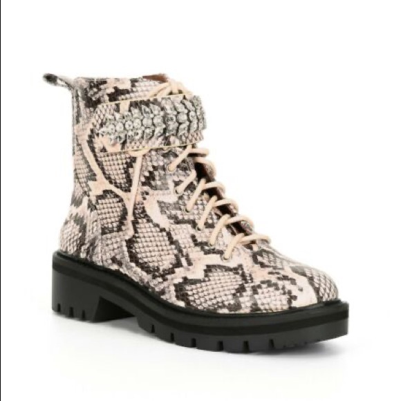 NWOT Antonio Melani Snake Print Combat Boot Sz 8 - Picture 1 of 5